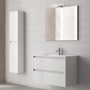 Bannio Sansa 2 fiókos alsószekrény, Slim mosdóval, tükörrel és LED világítással - Több méretben és színben