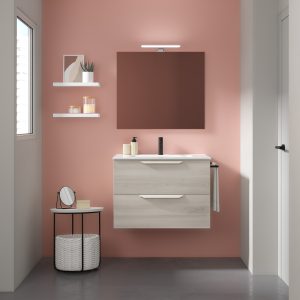 Bannio Urban 2 fiókos alsószekrény, Enzo mosdóval, tükörrel és LED világítással - Több méretben és színben